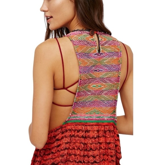 Free People Rare Hearts Tunic Knit Open Sides Multicolor Bohemian Top Womens Med - Picture 6 of 16
